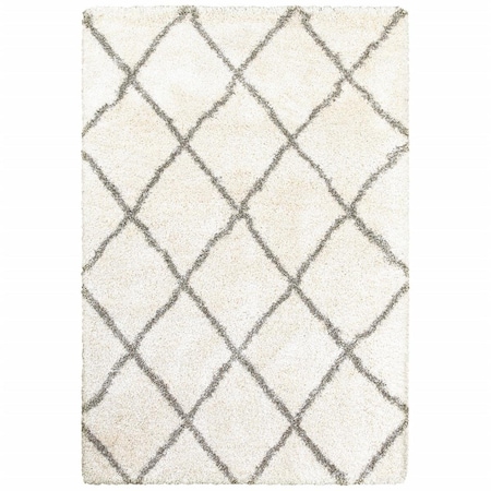 Palacedesigns 4 x 6 ft. Ivory & Gray Geometric Lattice Area Rug PA3089505